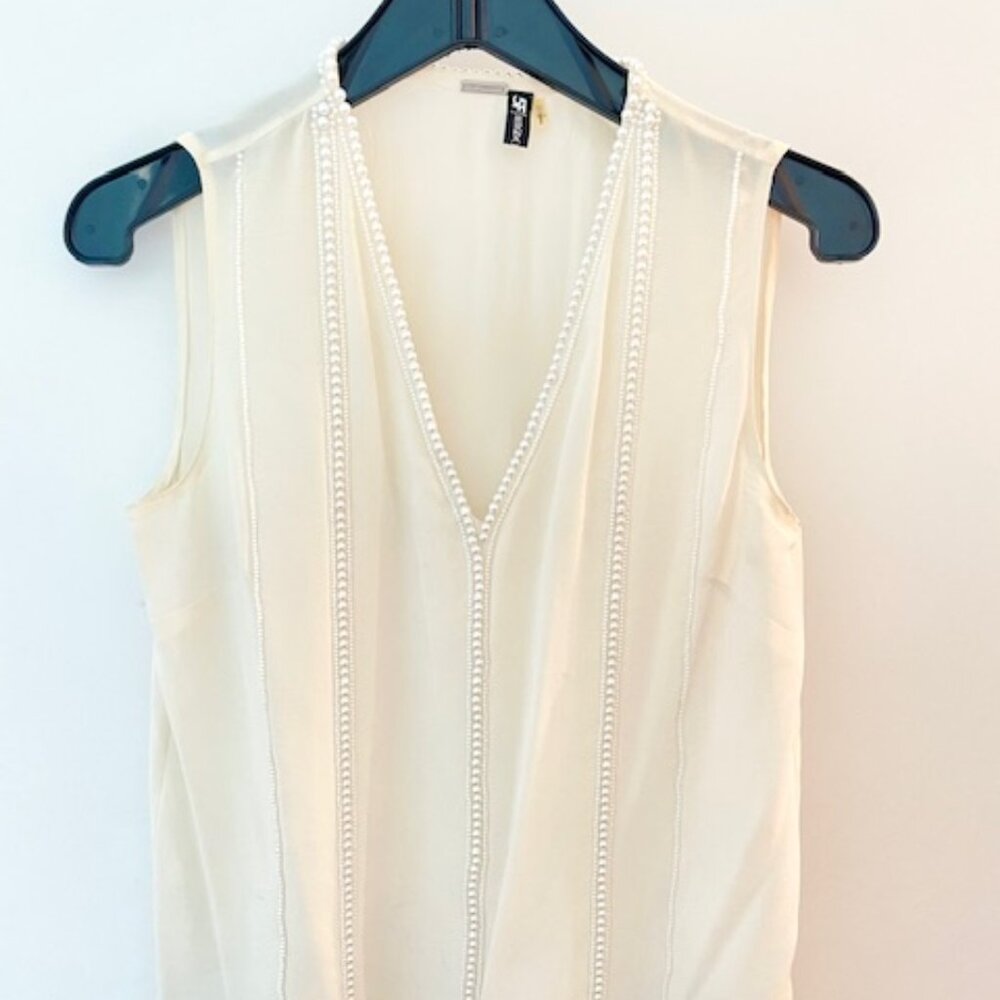 Elie Tahari Silk Top with Pearl Details